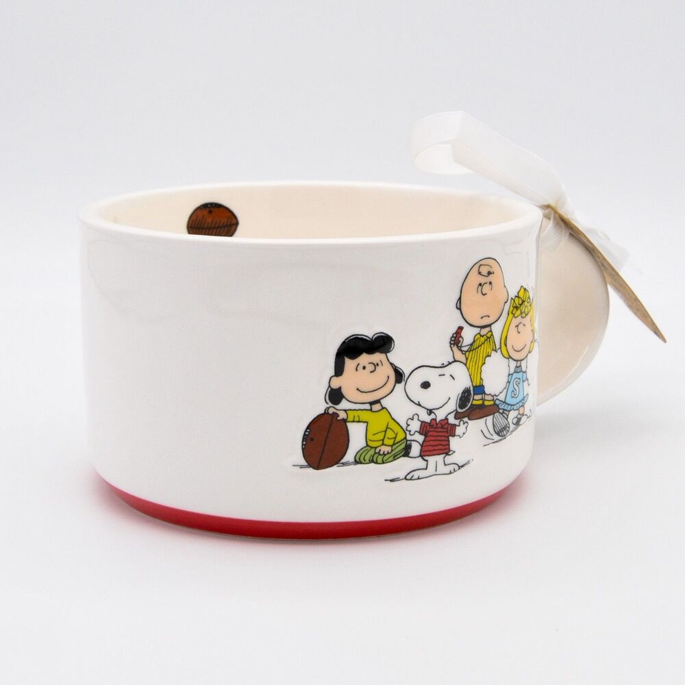 Rae Dunn Peanuts Football Soup Mug, #1 Team, Snoopy & Peanuts Gang, Ceramic, New - Picture 6 of 9